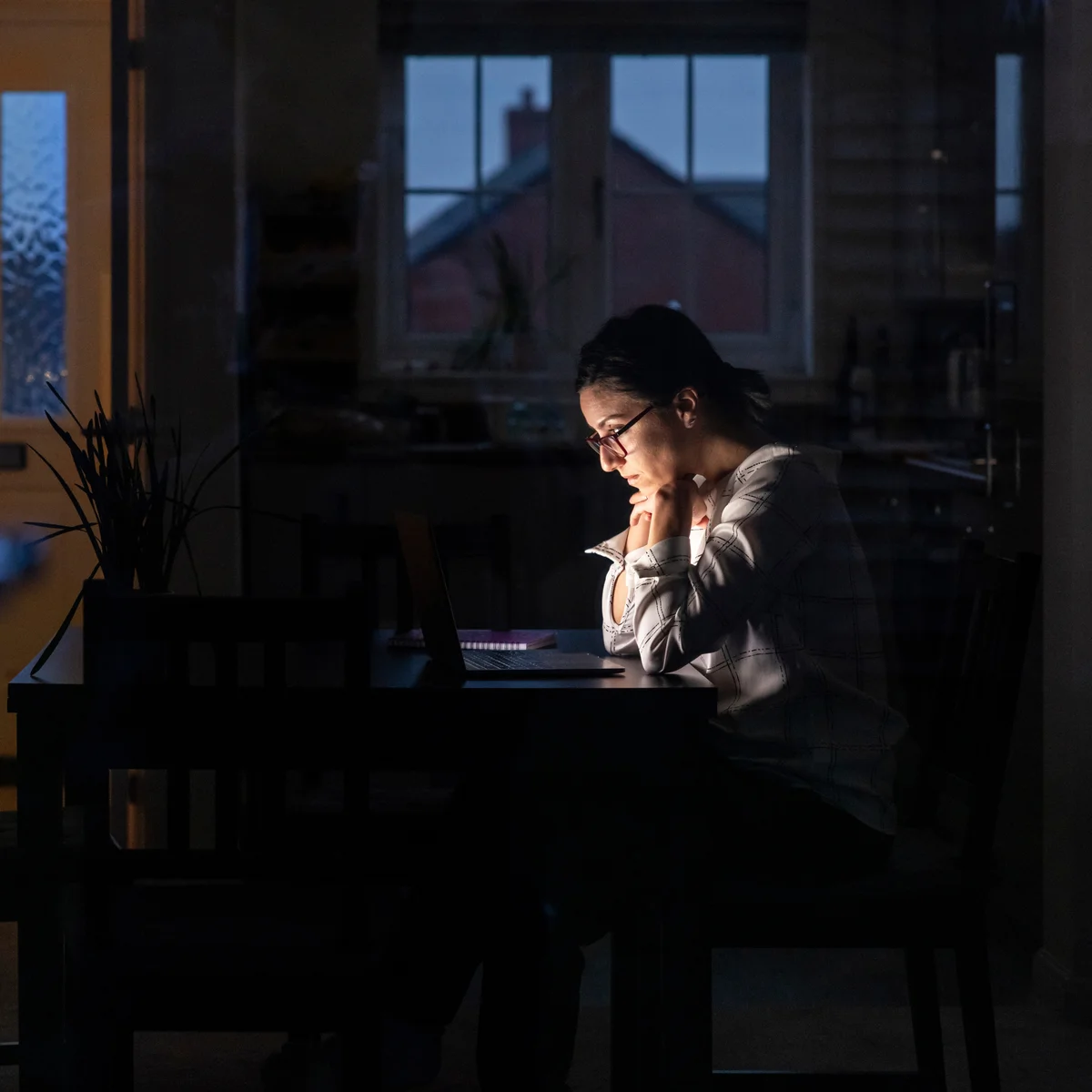 Founder working late at a laptop